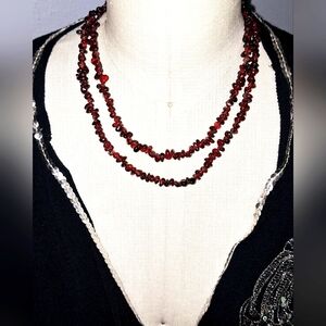 Elegant Vintage Garnet Chip Necklace
